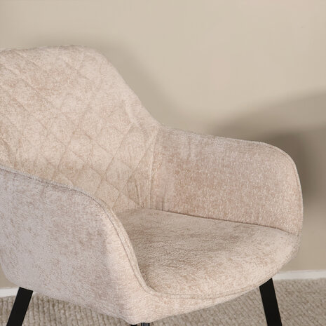Lizzely Garden & Living Eetkamerstoel met armleuning Yurgan chenille beige eetstoel