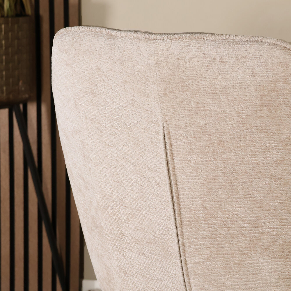 Eetkamerstoel met armleuning Yurgan chenille beige eetstoel