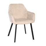 Lizzely Garden & Living Eetkamerstoel met armleuning Yurgan chenille beige eetstoel