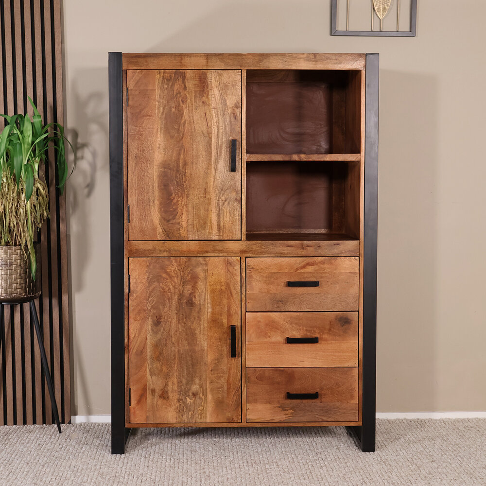 Industriële kast mangohout Dex 150x100cm wandkast duurzaam mango