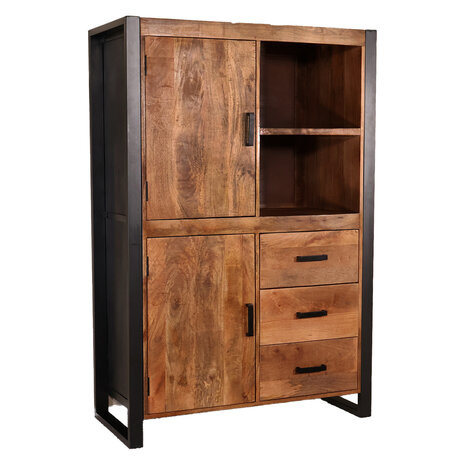 Lizzely Garden & Living Industriële kast mangohout Dex 150x100cm wandkast duurzaam mango