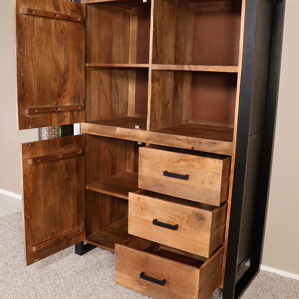 Industriële kast mangohout Dex 150x100cm wandkast duurzaam mango