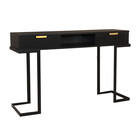 Kaptafel Georgia massief mangohout 2 lades 120cm zwart make-up tafel