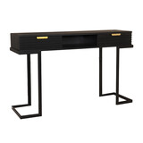 Lizzely Garden & Living Kaptafel Georgia massief mangohout 2 lades 120cm zwart make-up tafel