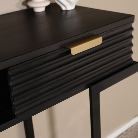 Lizzely Garden & Living Kaptafel Georgia massief mangohout 2 lades 120cm zwart make-up tafel