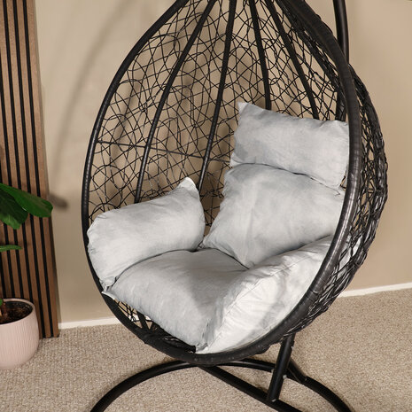 Lizzely Garden & Living Egg hangstoel zwart roundabout ei stoel hang