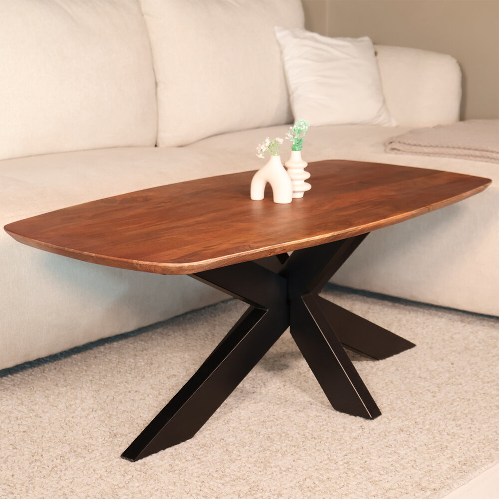 Salontafel deens ovaal mangohout 120cm Livy walnoot