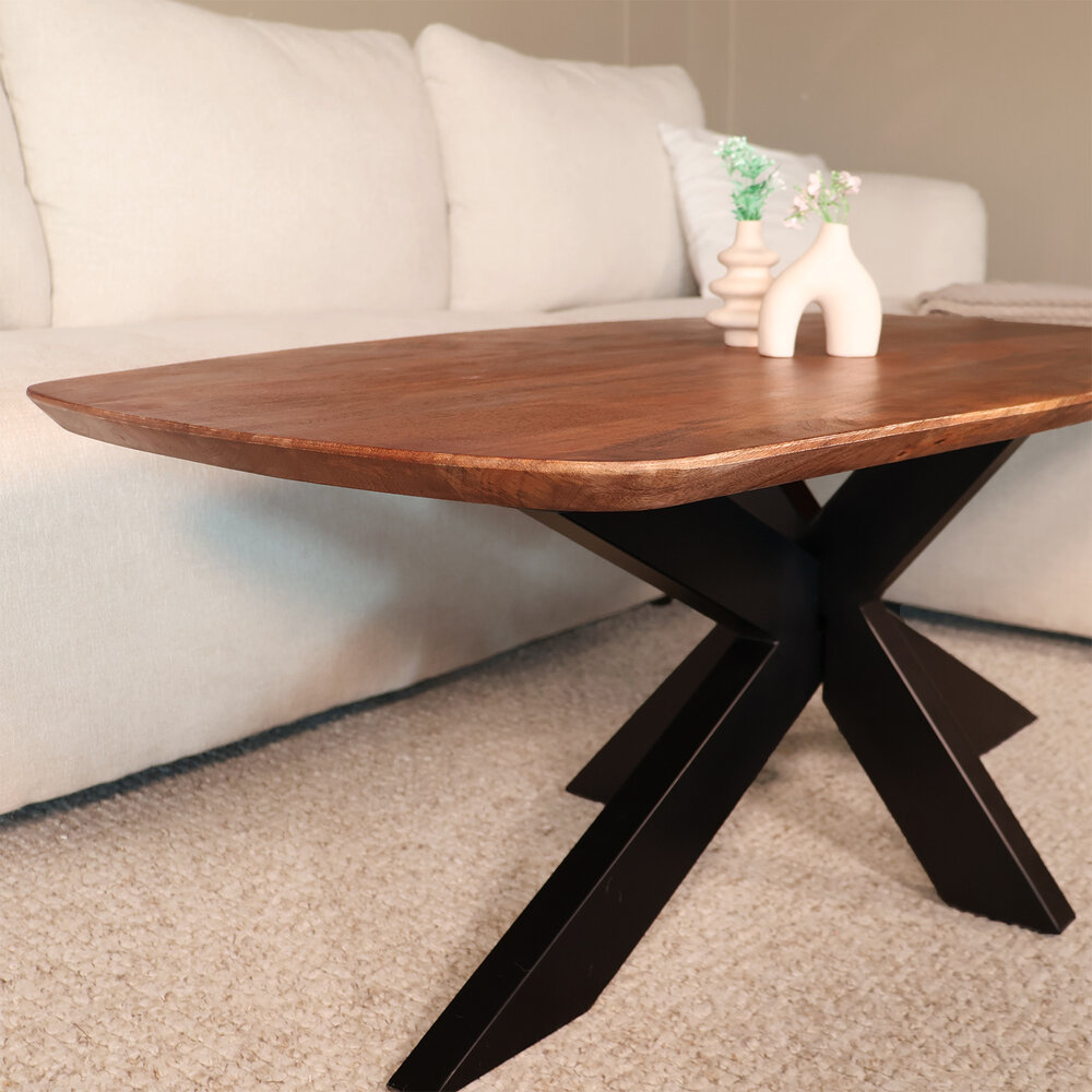 Salontafel deens ovaal mangohout 120cm Livy walnoot