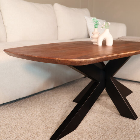 Lizzely Garden & Living Salontafel deens ovaal mangohout 120cm Livy walnoot