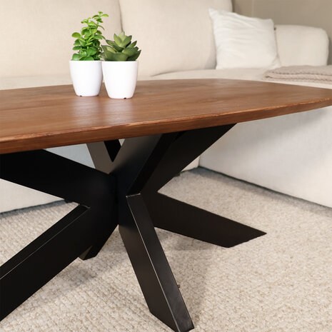 Lizzely Garden & Living Salontafel deens ovaal mangohout 120cm Livy zwart