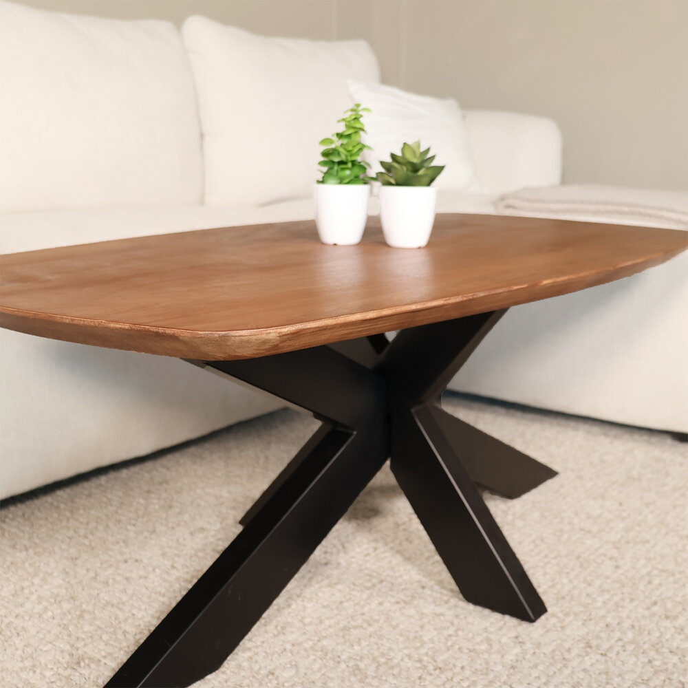 Salontafel deens ovaal mangohout 120cm Livy zwart