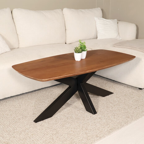 Lizzely Garden & Living Salontafel deens ovaal mangohout 120cm Livy zwart