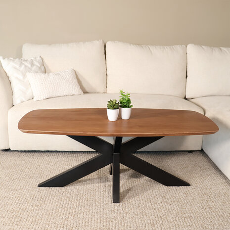 Lizzely Garden & Living Salontafel deens ovaal mangohout 120cm Livy zwart