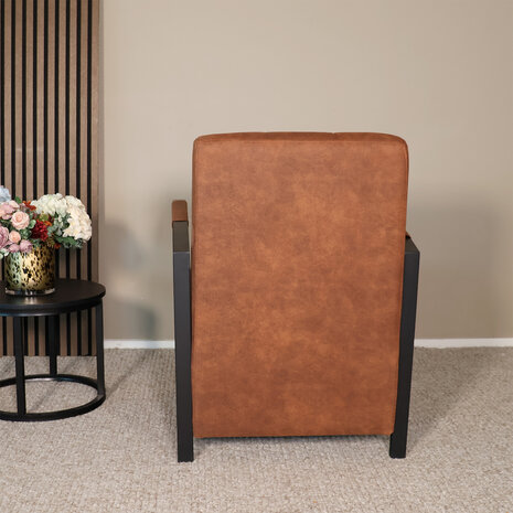 Lizzely Garden & Living Fauteuil Noud cognac microvezel