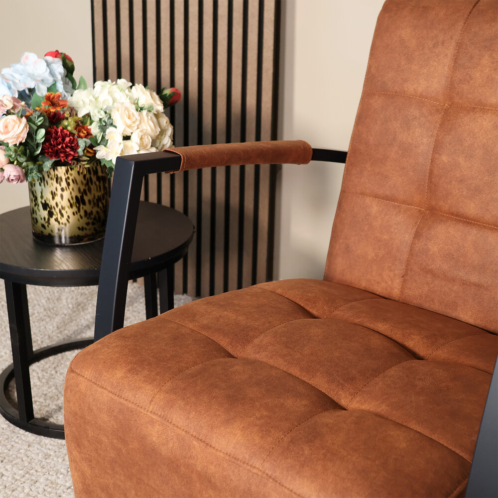 Fauteuil Noud cognac microvezel