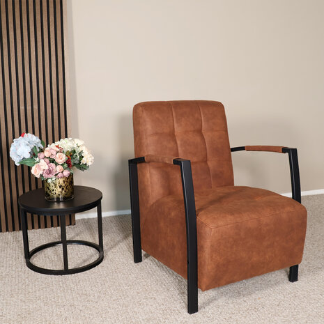 Lizzely Garden & Living Fauteuil Noud cognac microvezel