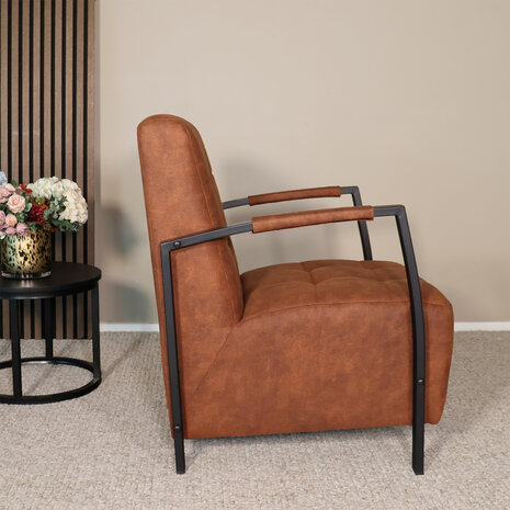 Lizzely Garden & Living Fauteuil Noud cognac microvezel