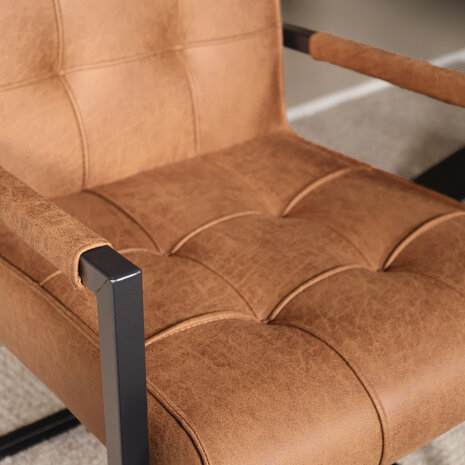 Lizzely Garden & Living Eetkamerstoel met armleuning Milan cognac microvezel industrieel
