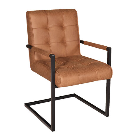 Lizzely Garden & Living Eetkamerstoel met armleuning Milan cognac microvezel industrieel