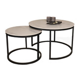 Lizzely Garden & Living Salontafel rond 2delig marmerlook Bero wit side table steen bijzettafel