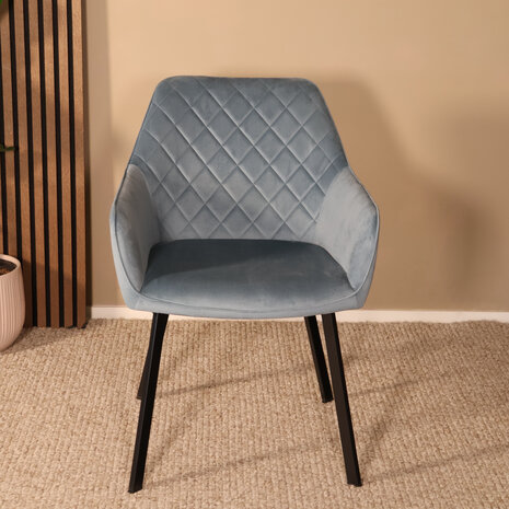 Lizzely Garden & Living Eetkamerstoel met armleuning Yurgan velvet blauw eetstoel Lizzely Garden & Living Eetkamerstoel met armleuning Yurgan velvet blauw eetstoel