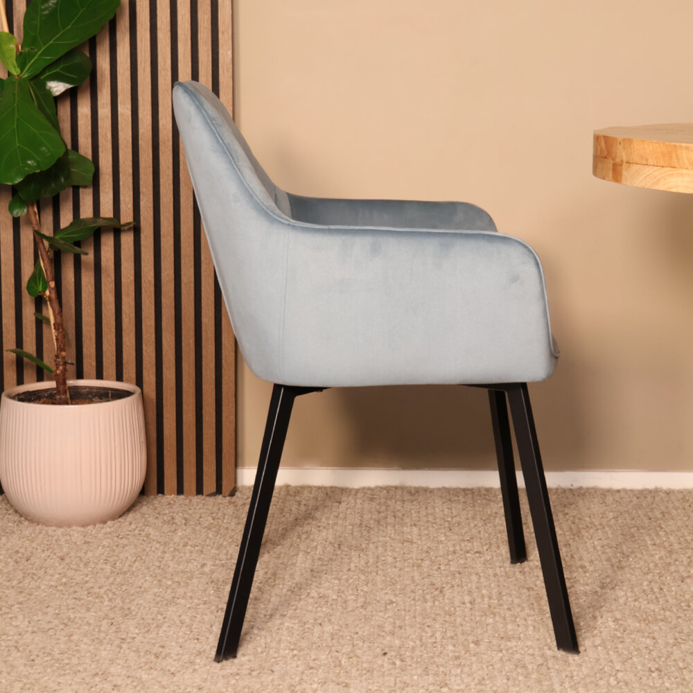 Eetkamerstoel met armleuning Yurgan velvet blauw eetstoel Eetkamerstoel met armleuning Yurgan velvet blauw eetstoel