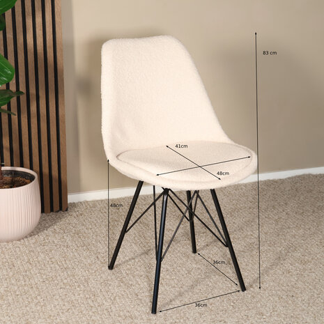 Lizzely Garden & Living Eetkamerstoel Viga beige teddy eetstoel