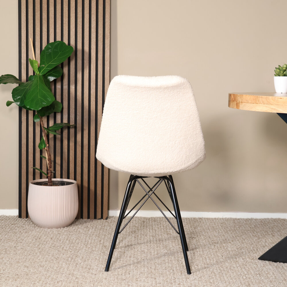 Eetkamerstoel Viga beige teddy eetstoel