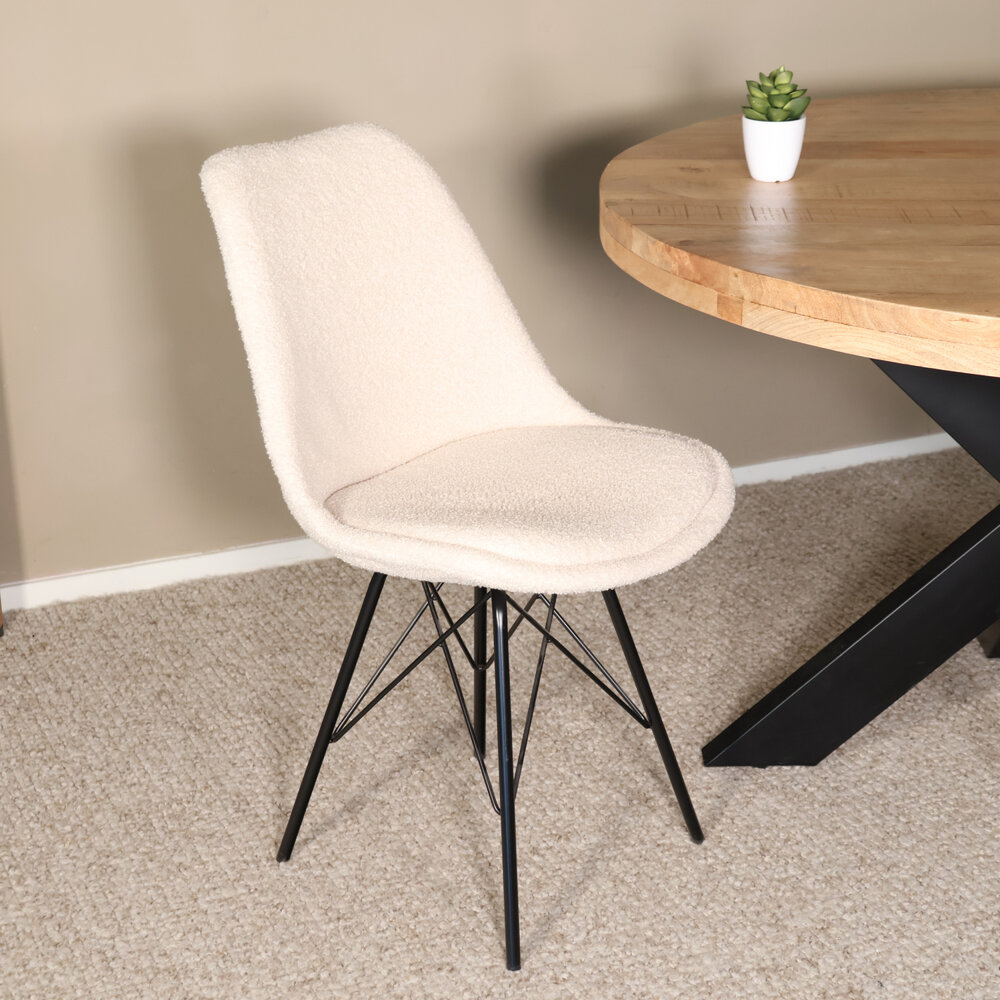 Eetkamerstoel Viga beige teddy eetstoel