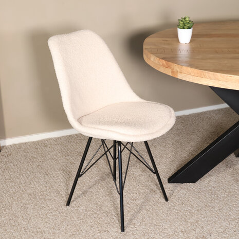 Lizzely Garden & Living Eetkamerstoel Viga beige teddy eetstoel