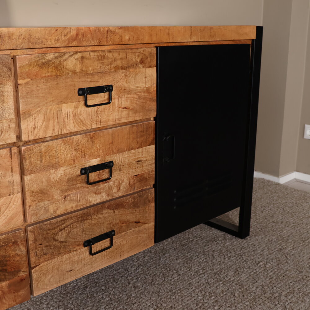 Dressoir mangohout Jazzy bruin industrieel 180x85cm