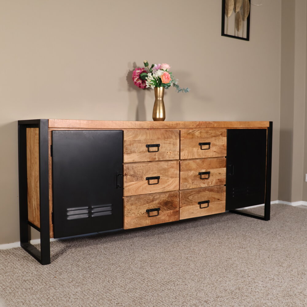 Dressoir mangohout Jazzy bruin industrieel 180x85cm