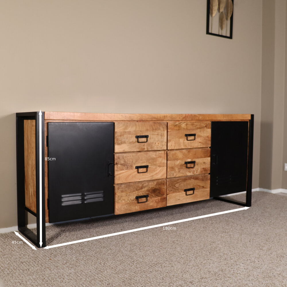Dressoir mangohout Jazzy bruin industrieel 180x85cm