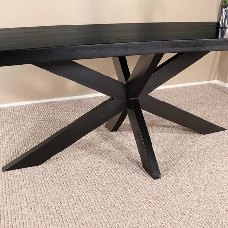 Lizzely Garden & Living Eettafel langwerpig mangohout 200cm zwart John langwerpige tafel duurzaam mango eetkamertafel