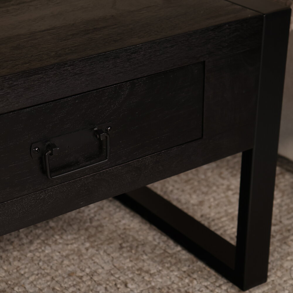 Salontafel industrieel mangohout Kai zwart 125cm side table