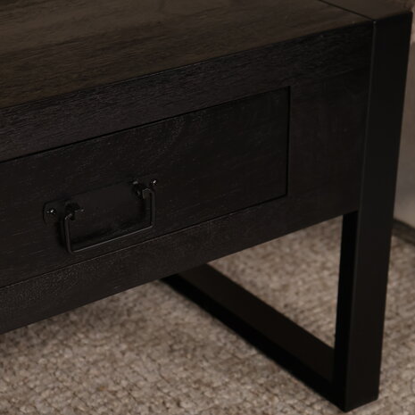 Lizzely Garden & Living Salontafel industrieel mangohout Kai zwart 125cm side table