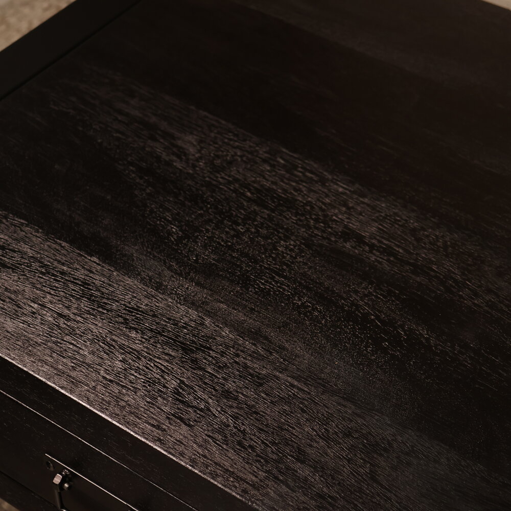 Salontafel industrieel mangohout Kai zwart 125cm side table