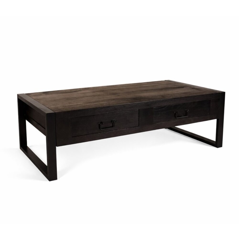 Salontafel industrieel mangohout Kai zwart 125cm side table