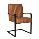 Lizzely Garden & Living Eetkamerstoel met armleuning Timor cognac microvezel eetstoel