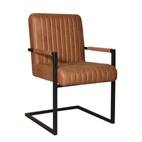 Lizzely Garden & Living Eetkamerstoel met armleuning Timor cognac microvezel eetstoel