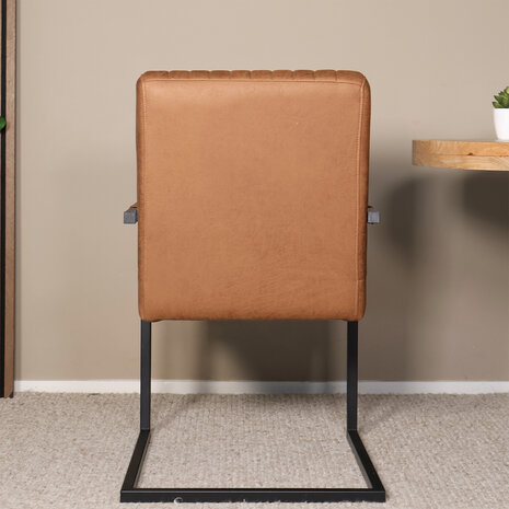 Lizzely Garden & Living Eetkamerstoel met armleuning Timor cognac microvezel eetstoel