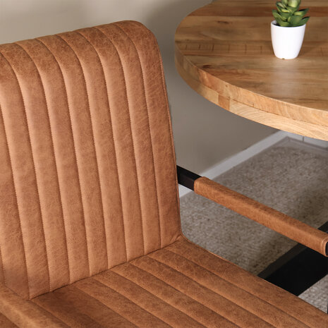 Lizzely Garden & Living Eetkamerstoel met armleuning Timor cognac microvezel eetstoel