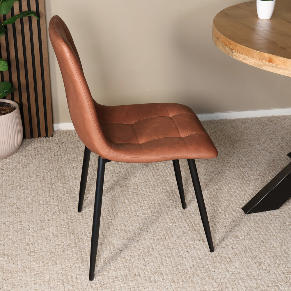 Eetkamerstoel Catoo cognac kunstleder eetstoel