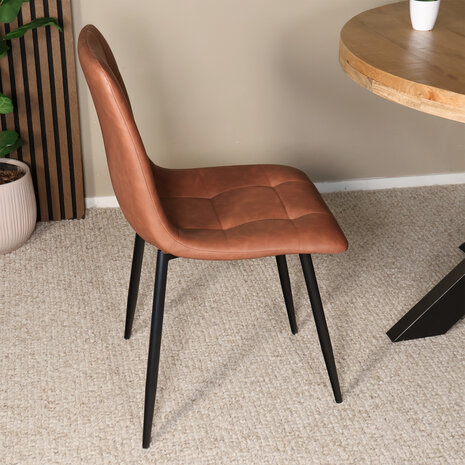Lizzely Garden & Living Eetkamerstoel Catoo cognac kunstleder eetstoel