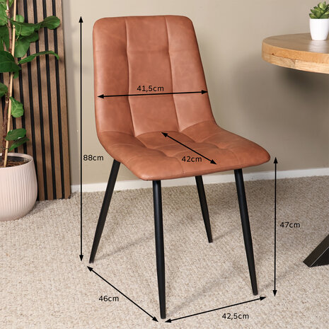 Lizzely Garden & Living Eetkamerstoel Catoo cognac kunstleder eetstoel