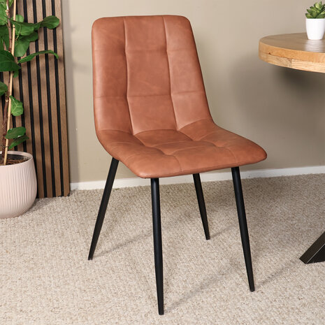 Lizzely Garden & Living Eetkamerstoel Catoo cognac kunstleder eetstoel