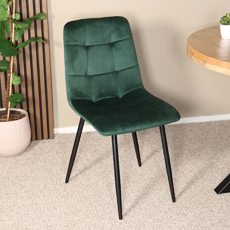 Lizzely Garden & Living Eetkamerstoel Catoo donkergroen velvet eetstoel Lizzely Garden & Living Eetkamerstoel Catoo donkergroen velvet eetstoel