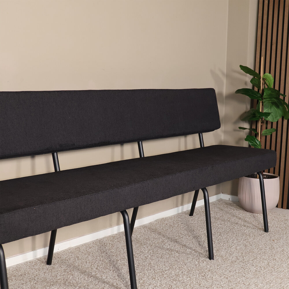 Eetkamerbank Wendy 200cm zwart stof eetbank Eetkamerbank Wendy 200cm zwart stof eetbank