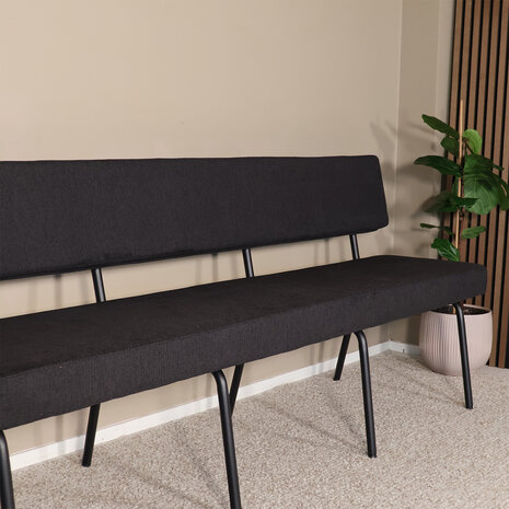 Lizzely Garden & Living Eetkamerbank Wendy 200cm zwart stof eetbank Lizzely Garden & Living Eetkamerbank Wendy 200cm zwart stof eetbank