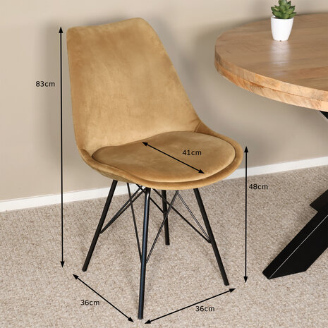 Lizzely Garden & Living Eetkamerstoel Viga bruin velvet eetstoel